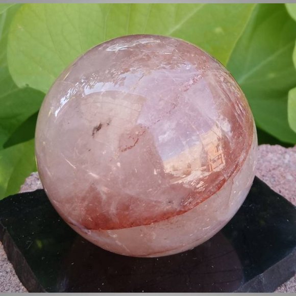 ❤️ 60mm hematoid / fire quartz sphere rock crystal ANXIETY balance GROUNDING1 - Picture 5 of 7
